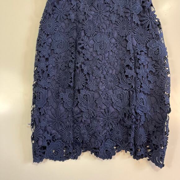 Lulus XS Backless Lace Mini Dress Cap Sleeve Bodycon‎ Lined Navy Blue Cocktail - Picture 4 of 10